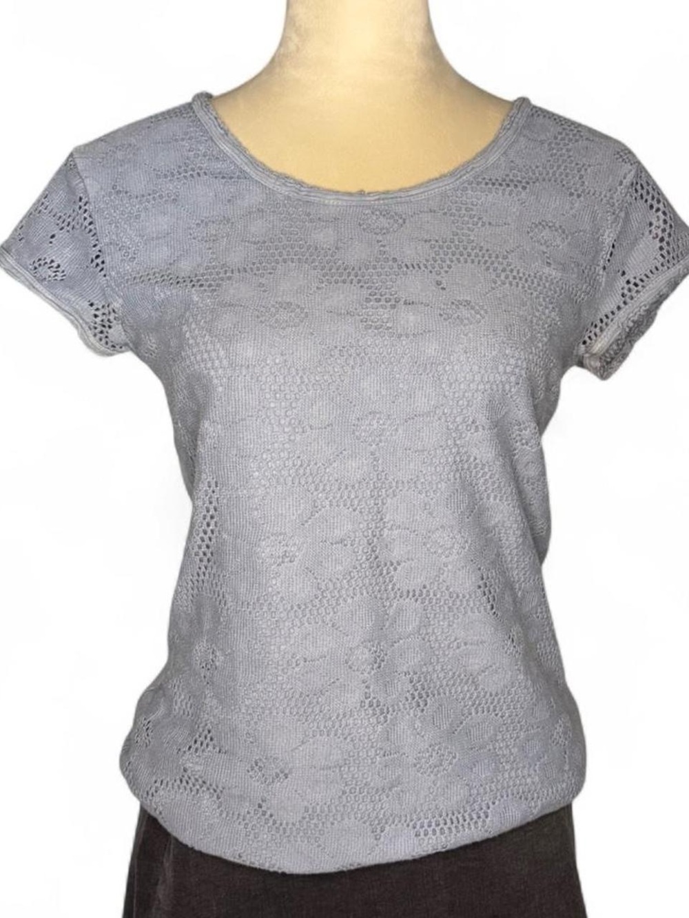 Bob Timberlake light blue floral lace crochet top XS - boho cottagecore